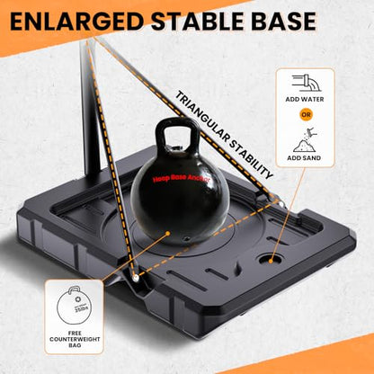 Portable Basketball Hoop for Kids & Teens, 4.1–8.5FT Adjustable Height, 32'' Shatterproof Backboard, Fillable Base with Weight Bag, Outdoor Goal for Backyard & Driveway