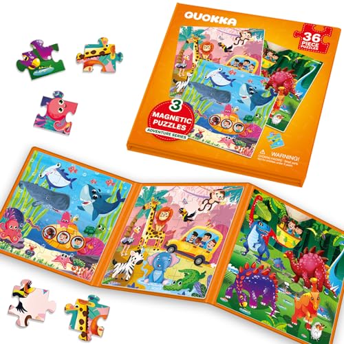 QUOKKA Magnetic Puzzles for Kids Ages 4-6 – 36 Pieces Sudoku Toddler Puzzles Ages 2-4 – Travel Games for Kids 3-5 – Animal Jungle Sea Toddler Travel Toys – Car Airplane Road Trip Games for Boys&Girls - style: 2. JUNGLE 36 PCS