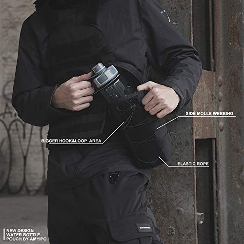 Water Bottle Pouch Molle Tactical Holder Storage Bag for 32oz Carrier - color: Black
