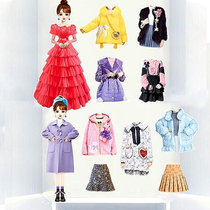 Magnetic Princess Dress Up Paper Doll Pretend Play Toys Magnet People Clothes Puzzles Game for 3+ Year Old Girls Toddler,Preschool Learning Created Imagine Set Birthday Gift (G Set) - style: G Set