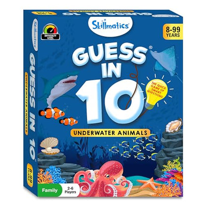Skillmatics Guess in 10 Underwater Animals, Perfect for Boys, Girls, Kids, and Families Who Love Card Games, Toys, Board Games, Gifts for Ages 8, 9, 10 and Up - style: 9. Underwater Animals