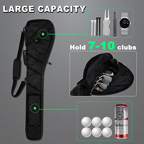 Big Teeth Golf Sunday Bag, Small Golf Bag Lightweight, Par 3 Golf Bag for A Few Clubs Driving Range, Practice with Carry Shoulder Strap Foldable Multi-Colour - color: Black