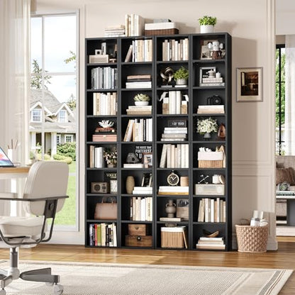 FOTOSOK 8-Tier Media Tower Rack, 11.6 X 9.3 X 70.9 Inches CD DVD Slim Storage Cabinet with Adjustable Shelves, Tall Narrow Bookcase Display Bookshelf for Home Office, Black - color: Black