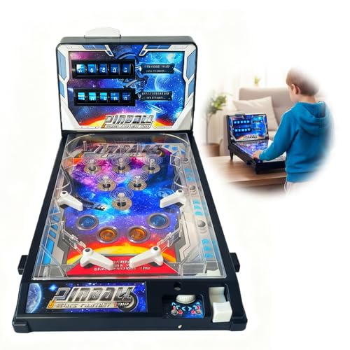 Arcade Pinball Game, Mini Pinball Machine with Lights & Sounds, Electronic Tabletop Ball Shooting for Family Kids, Action and Reflex Game