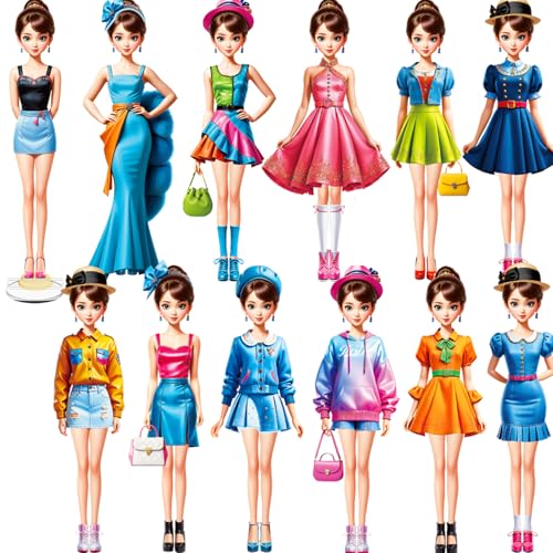 Magnetic Dress Up Paper Doll,Magnet Princess Dress Up Dolls for Girls Ages 4-7 Kids,Travel Activities Road Trip Car Ride Interactive Learning Created Imagine Set Birthday Gift (D Set) - color: D Set