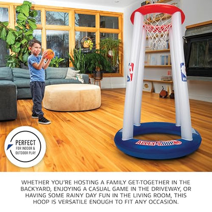 Franklin Sports NBA Alley-Hoop Kids Inflatable Toy Basketball Hoop Set - Indoor + Outdoor Mini Inflatable Hoop + Basketball Set for Kids Ages 3+ - Boys + Girls Basketball Toy - 48" Inches