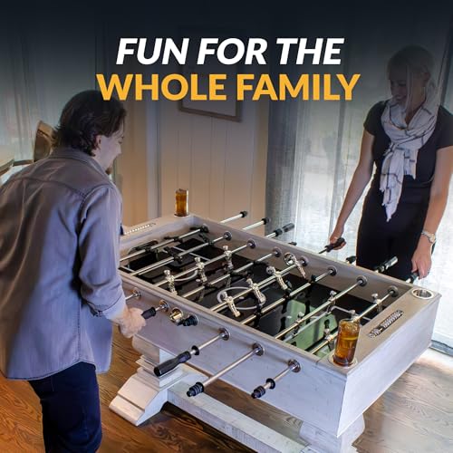 Hathaway Montecito 55 inch Foosball Table Adult Size for Family Game Rooms - With Smooth Playfield, Dual Abacus Scoring, ABS Weighted Players, Sturdy Leg Levelers & 2 Foosballs – Driftwood