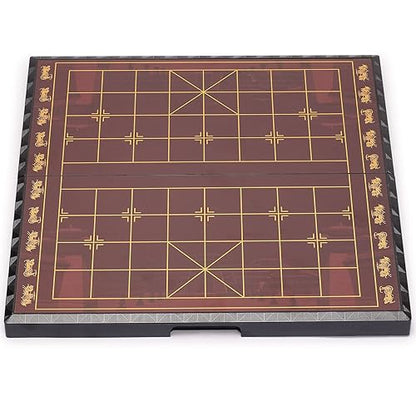 Yellow Mountain Imports Large Chinese Chess (Xiangqi) Magnetic Travel Board Game Set (14.6-inch) with Black Playing Pieces - size: 14.6"