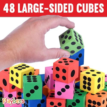 Big Foam Dice Set - 48-Pack, Jumbo, and Colorful Dice for Kids - Ideal for Boosting Math Skil in The Classroom, Great Gifts, and Party Fun - style: 48 Pack