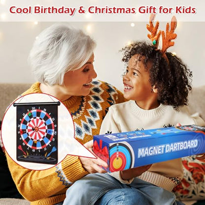 Ranslen Magnetic Dart Board for Kids and Adults, Double Sided Board Games with 15pcs Magnetic Darts, Boy Gifts Dartboard Toys Gift for Age 6 7 8 9 10 11 12 Year Old Boys