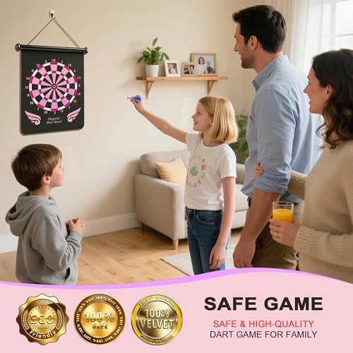 Gifts for 6 7 8 9 10 11 12 13 14 15 16 Years Old Girl Boys, Outdoor Games Activities Toys for Kids 8-12, Magnetic Dart Board, Teen Gift Ideas for Christmas, Birthday - style: Pink