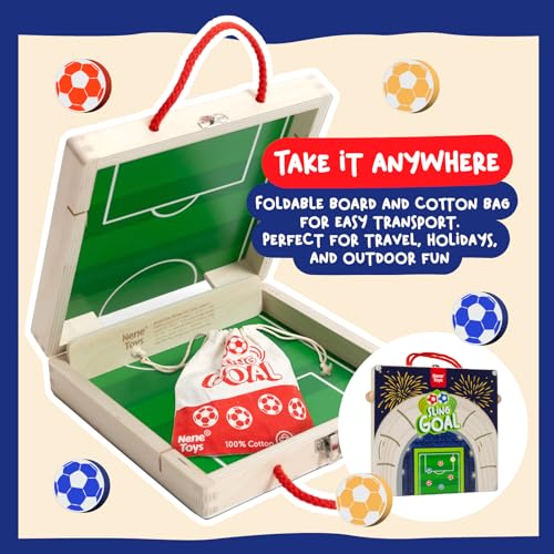 Nene Toys Sling Goal, Wooden Sling Puck Game for Kids & Adults – Fast-Paced Family Board Game for Kids 4+ Years – Portable Travel Yard Game – Indoor Outdoor Fun – Gift for Boys & Girls