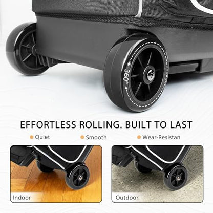 Goloni Double Roller 2 Ball Bowling Bag with Separate Shoe Compartment,2 Ball Bowling Bag with Wheels,Retractable Handle Extends to 40" - color: Black/white