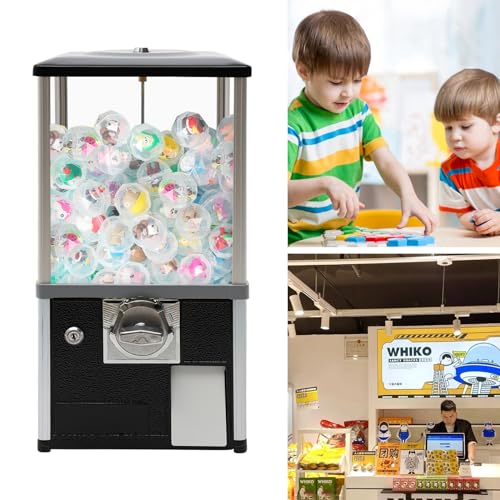 Gachapon Machine, 21 Inch Height PS Bouncy Balls Dispenser, Commercial Candy Bubble Gum Vending Machine with Clear Design Hold 180 Capsule Toys for Game Stores,Retail Stores,Gumball Bank, Home