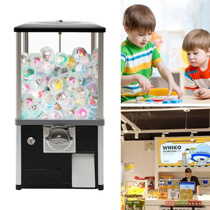 Gachapon Machine, 21 Inch Height PS Bouncy Balls Dispenser, Commercial Candy Bubble Gum Vending Machine with Clear Design Hold 180 Capsule Toys for Game Stores,Retail Stores,Gumball Bank, Home
