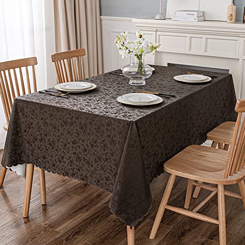 Smiry Rectangle Table Cloth, Waterproof Heavy Duty Vinyl Tablecloths, Wipeable Washable Table Cover for Kitchen and Dining Room (Coffee, 52" X 70") - color: Coffee, size: 52 in x 70 in
