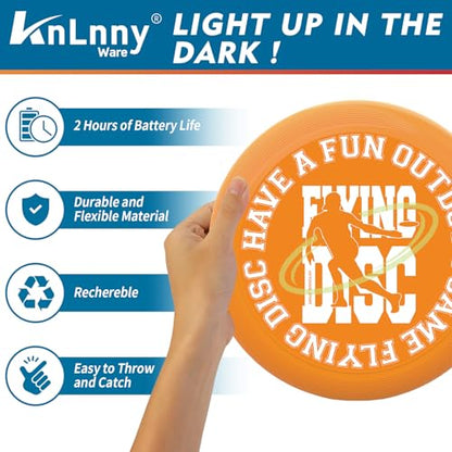 KnLnny Ware LED Flying Disc for Outdoor Games - color: Orange-with Light
