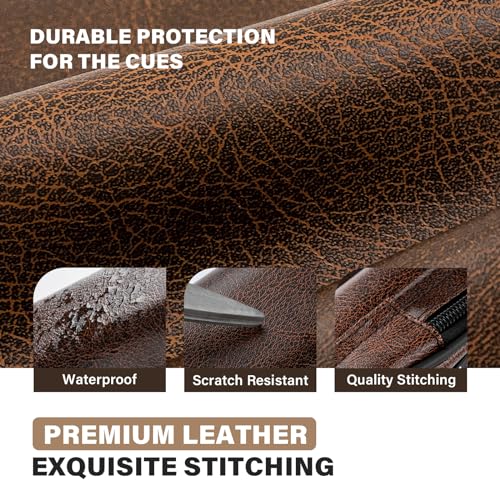 Trymaker Pool Cue Case, 1×1 Hard Pool Stick Case Holds 1 Complete of 2-Piece Cue (Not for 3/4 Cues), Made of Faux Leather Pool Cue Accessories - color: Brown