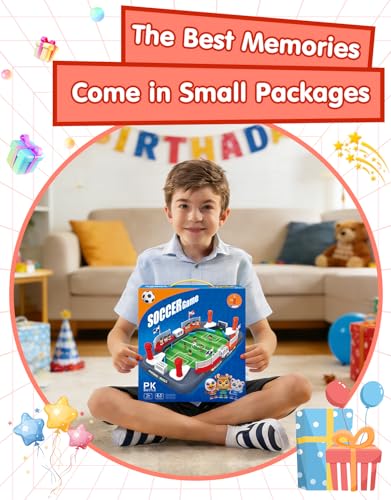 Soccer Board Game for Kids with 12 Countries Flag Stickers & 12 Star Player Figures – Interactive Foosball Table Game, Mini Pinball Sports Toy Boys Girls Birthday Family Party