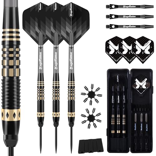 Steel Tip Darts Set 3 Pack, Copper Barrel Metal Tip Darts with Aluminum Shafts, 6 Extra Flights, Dart Tools and Carrying Case for Dartboard