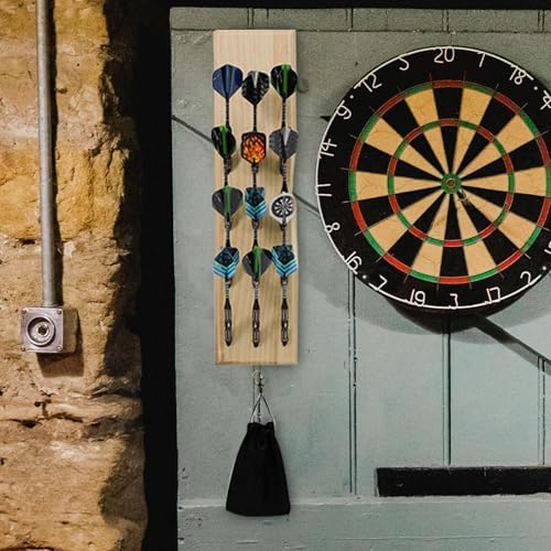 Dart Holder Wall Mount, Multifunctional Dart Wall Display, Wooden Holder for 12 Tip Darts, Suitable for Game Room, Home Bar Decor