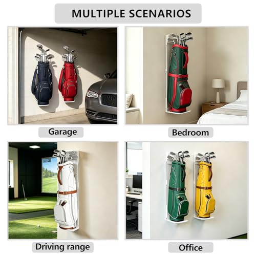 KAXIWEI Wall Mount Golf Bag Storage Stand Organizer Rack for Garage - color: White