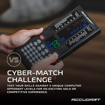 Accudart Cybermatch 2000 Electronic Dart Scorer – 32 Games with 580 Variations, 5 Skill Level Computer Opponents, 8-Player X/O Cricket Scoring Display – Battery Operated for Steel Tip Darts