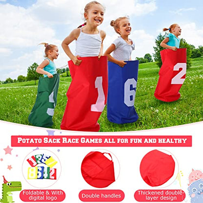 40 Packs Outdoor Games Potato Sack Race Bags for Kids and Adults, with 3 Legged Race Bands, Egg and Spoon Race Backyard Field Day Birthday Party Games Outdoor Carnival Lawn Games Kids and Family