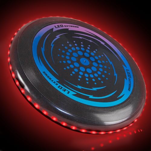 Toysery LED Light Up Fresbee - Glow in The Dark Fresbee for Kids and Adults, Flying Disc Adventure for Day and Night - Easy to Use Ideal for Camping Game - color: Red