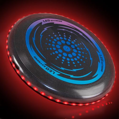 Toysery LED Light Up Fresbee - Glow in The Dark Fresbee for Kids and Adults, Flying Disc Adventure for Day and Night - Easy to Use Ideal for Camping Game - color: Red