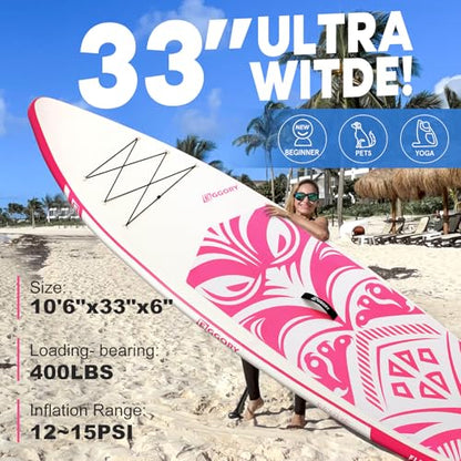 Inflatable Paddle Board,Stand Up Paddle Board Set, Extra Wide SUP Board with Removable Fin, Floating Paddle, Hand Pump, Waterproof Phone Pouch,Traveling Board - color: TT pink