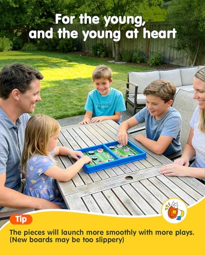 Sling Puck Game – Fast Slingshot Board Game with Soccer Theme Panel – Includes 10 Country Stickers + Soccer Ball Stickers for Pucks – 2 Player Tabletop Hockey Family Night – Kids Games Ages 3+