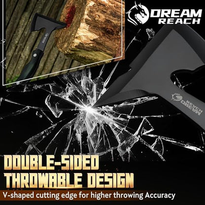 Dream Reach Professional Throwing Axe Set – 3-Pack High-Carbon Steel Throwing Axes for Backyard with Sheaths and Ergonomic Handles for Competition and Recreation, for Men
