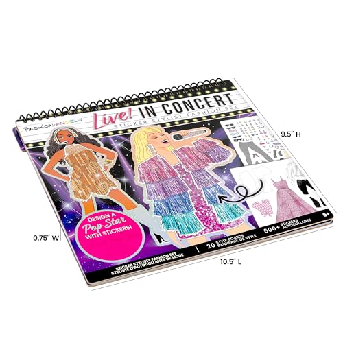 Fashion Angels Live! in Concert Sticker Stylist Fashion Set, Includes Concert Venue Style Boards, Popstar Silhouettes & 600+ Stickers, Ideal Gift for Kids & Teens - style: Pop Star