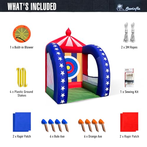 Inflatable Carnival Games — 6.5×6.5×9FT, Built-in Blower, Quick-Inflate — Axe Throwing Target (Quick-Inflate Indoor & Outdoor Game for Backyard Parties, Team Challenges & Event Fun) - style: Axe Throwing Target
