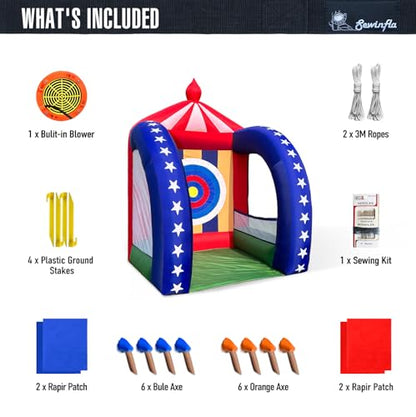 Inflatable Carnival Games — 6.5×6.5×9FT, Built-in Blower, Quick-Inflate — Axe Throwing Target (Quick-Inflate Indoor & Outdoor Game for Backyard Parties, Team Challenges & Event Fun) - style: Axe Throwing Target