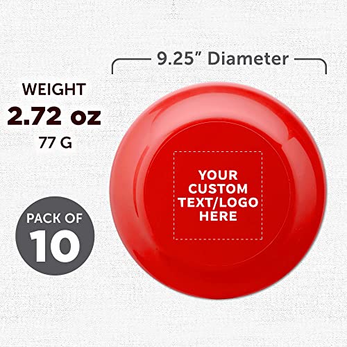 DISCOUNT PROMOS Frisbee Flying Discs in Bulk, 9.25 in. Fun Family Beach Game - color: - Custom - Red, size: 10 flying discs