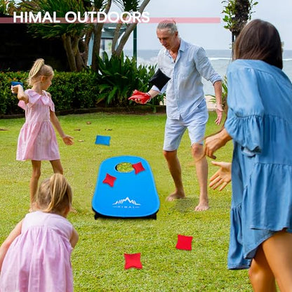 Himal Collapsible Portable Cornhole Game Boards 10 Bean Bags Cornhole Set Tic Tac Toe Game 2 Games on 1 Board (2 x 1-feet)