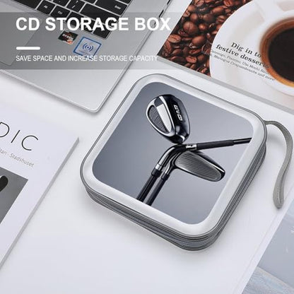 Golf Club DVD Case Large Storage Disc Wallet Bag Portable CD Case Holder 40 Capacity Hard Plastic Disc Cases Storage Binder DVD Case Wallet for Car Home Office Travel