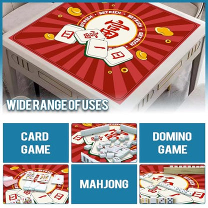 Mahjong Mat, Non-Slip Noise Reducing Game Mat, 31.5 Inch Mahjong Table Mat,Mahjong Mat with Cloth Bag and Carton Storage,Suitable for Mahjong, Dominoes, Solitaire and Other Games. (Rich-Red) - color: Rich-red