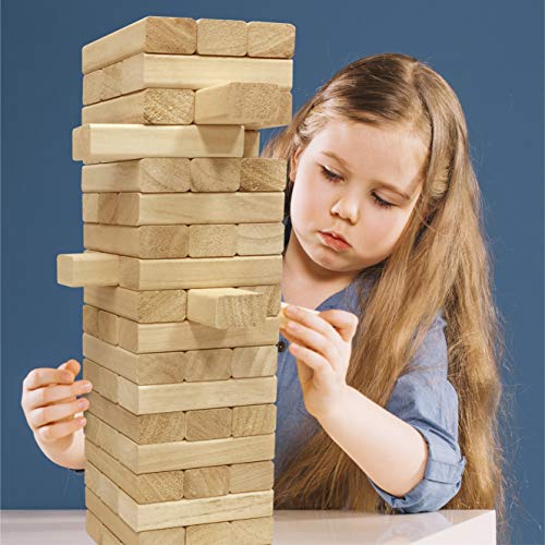 EASYGO PRODUCTS 54 Piece Large Wood Block Stack & Tumble Tower Toppling Blocks Game Great for Game Nights for Kids, Adults & FamilyStorage Bag