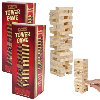The Dreidel Company Wooden Blocks Stacking Tumbling Tower Game, Pull, and Tumble Blocks, Sensory Learning, Game Night, 6" Inches (12-Pack) - size: 12-Pack