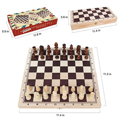 GOTHINK Wooden Chess, Checker, and Backgammon 3 in 1 Board Game Set,Classic Traditional Travel Night Toy and Game Gift Set for Kids Adults Senior Family - style: 3 in 1 Chess Set