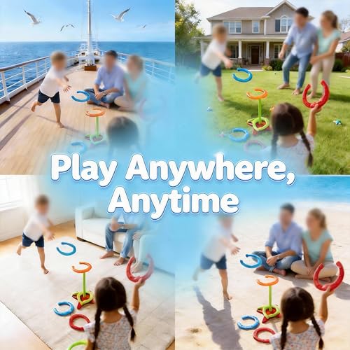 9.65" Horseshoes Ring Toss Game Set Includes 8 Horseshoes for Outdoor and Indoor Camping Backyard Beach Party