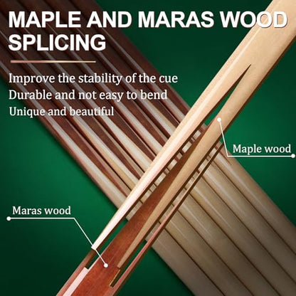 Pool Cue Stick Set of 6: 36" 42" 48" 52" 57" 13mm Tips Maple&Maras Wooden 1-Piece Billiard Cue Sticks, Pool Sticks for Adults Kids Beginners Billiards House Bar Small Space Pool Tables