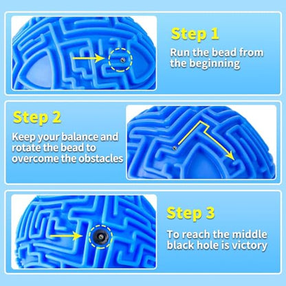 YongnKids Amaze 3D Memory Sequential Maze Ball Puzzle Toy Gifts for Kids Adults - Challenges Game Lover Tiny Balls Brain Teasers Game (Blue) - color: Blue