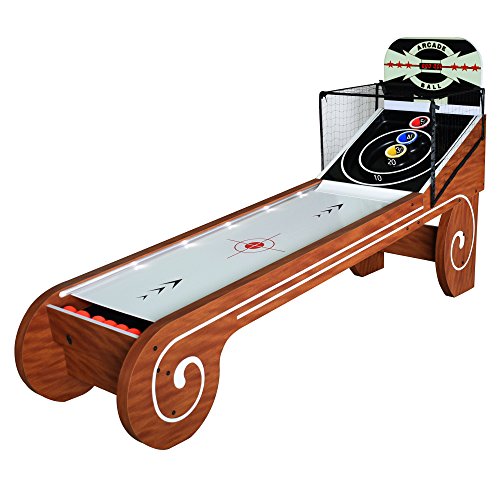 Hathaway Boardwalk 8-ft Arcade Ball Table for Family Game Rooms with LED Track Lighting, Scratch-Resistant Playfield