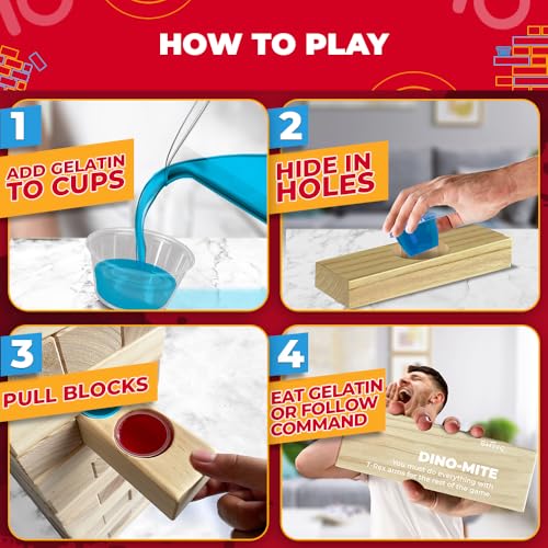 SWOOC Games - Giant Tower Party Game with Hidden Jello - Includes Disposable Cups, Lids & Carrying Case - Stacks up to 5ft - Topple Game for Adults - Giant Outdoor Games - Jumbo Block Fun - style: Giant Tower Party Game with 104 Cups