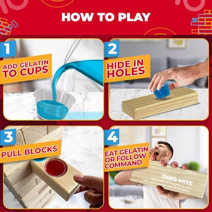 SWOOC Games - Giant Tower Party Game with Hidden Jello - Includes Disposable Cups, Lids & Carrying Case - Stacks up to 5ft - Topple Game for Adults - Giant Outdoor Games - Jumbo Block Fun - style: Giant Tower Party Game with 104 Cups