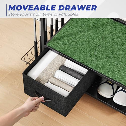 Golf Bag Organizer Storage Rack, Rolling Golf Storage Organizer for Garage, Golf Equipment Holder with Wheels, Turf Mat, Carbon Steel - size: 31.5 in (L) x 15.8 in (W) x 37.4 in (H)